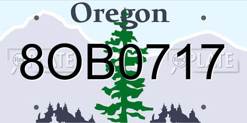 8OB0717 Oregon License Plate
