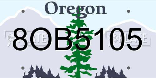8OB5105 Oregon License Plate