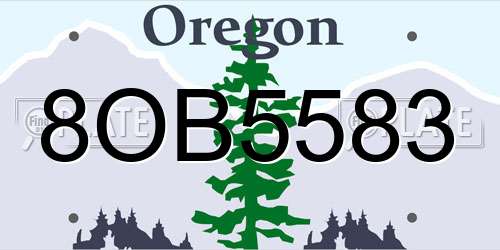 8OB5583 Oregon License Plate