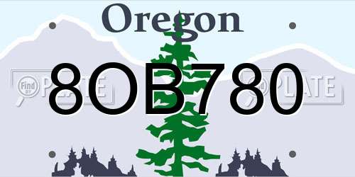 8OB780 Oregon License Plate