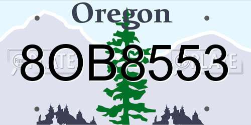 8OB8553 Oregon License Plate