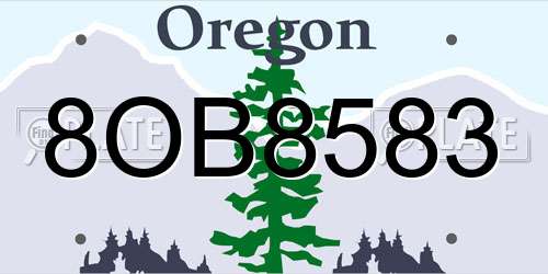 8OB8583 Oregon License Plate