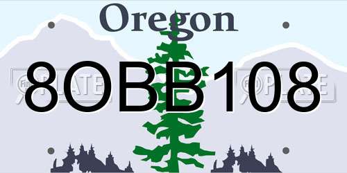 8OBB108 Oregon License Plate