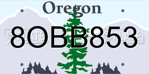8OBB853 Oregon License Plate