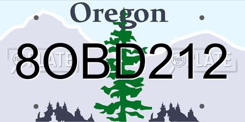 8OBD212 Oregon License Plate