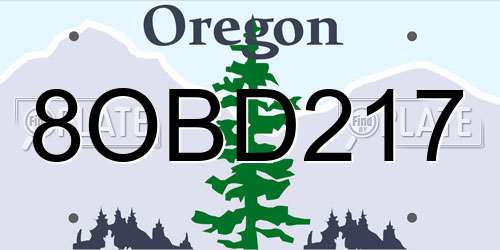 8OBD217 Oregon License Plate