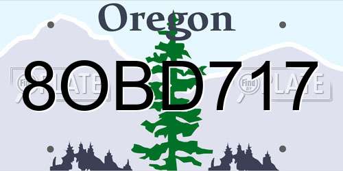 8OBD717 Oregon License Plate