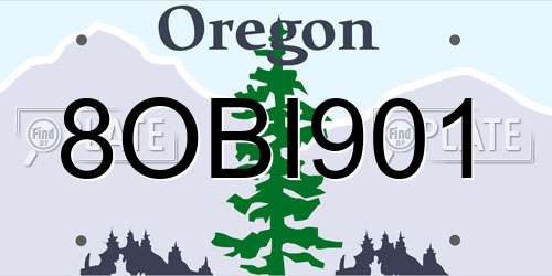 8OBI901 Oregon License Plate
