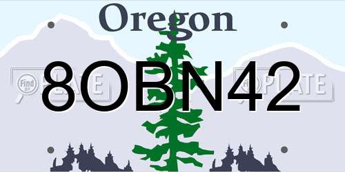 8OBN42 Oregon License Plate