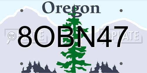 8OBN47 Oregon License Plate