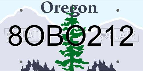 8OBO212 Oregon License Plate