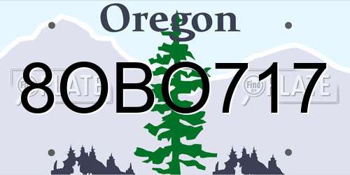 8OBO717 Oregon License Plate