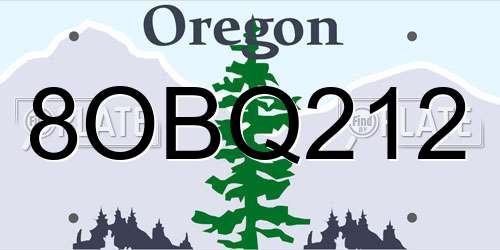 8OBQ212 Oregon License Plate