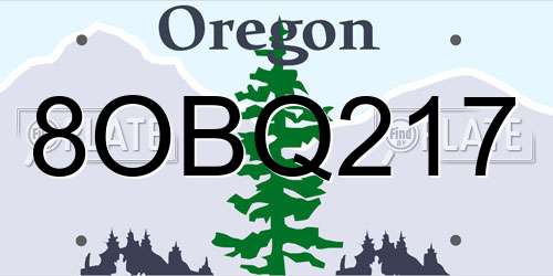 8OBQ217 Oregon License Plate