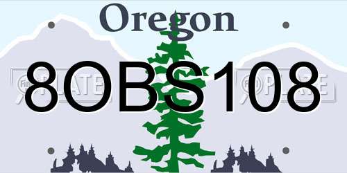 8OBS108 Oregon License Plate