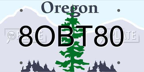 8OBT80 Oregon License Plate