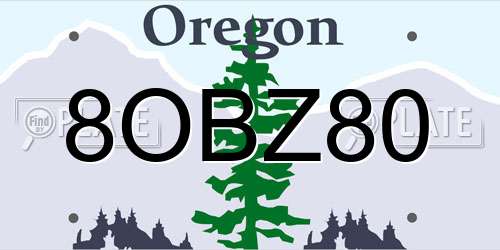 8OBZ80 Oregon License Plate