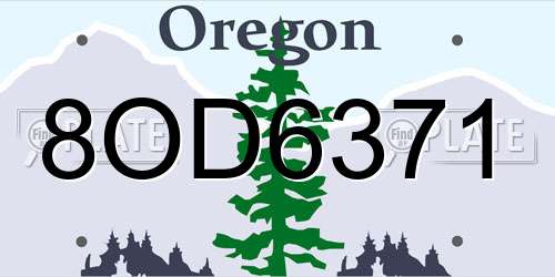 8OD6371 Oregon License Plate