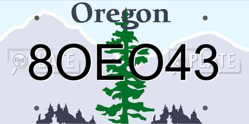 8OEO43 Oregon License Plate