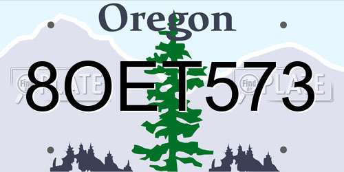 8OET573 Oregon License Plate