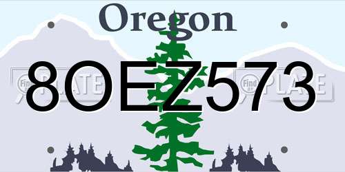 8OEZ573 Oregon License Plate
