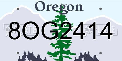 8OG2414 Oregon License Plate