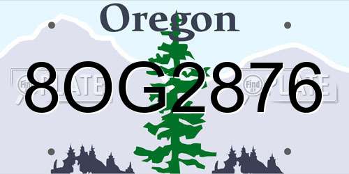 8OG2876 Oregon License Plate