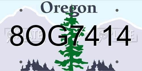8OG7414 Oregon License Plate