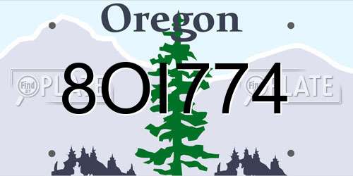 8OI774 Oregon License Plate