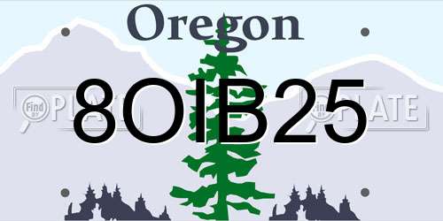 8OIB25 Oregon License Plate