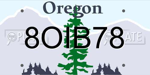 8OIB78 Oregon License Plate