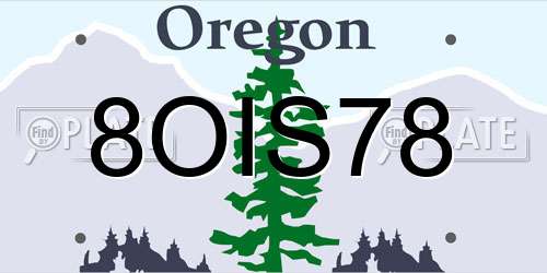 8OIS78 Oregon License Plate