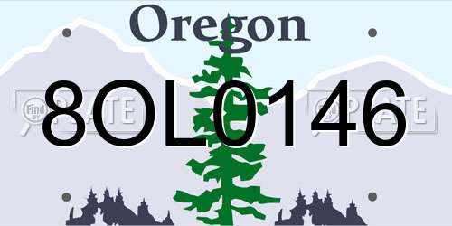 8OL0146 Oregon License Plate