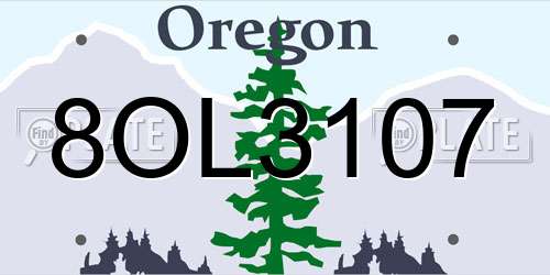 8OL3107 Oregon License Plate