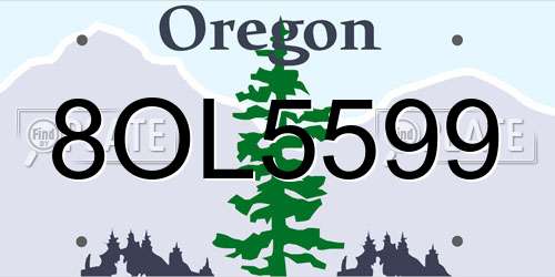 8OL5599 Oregon License Plate