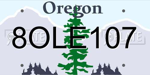 8OLE107 Oregon License Plate