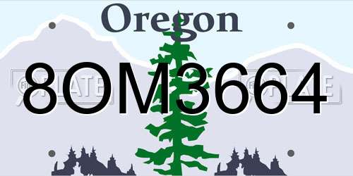 8OM3664 Oregon License Plate