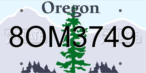 8OM3749 Oregon License Plate