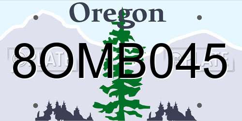 8OMB045 Oregon License Plate
