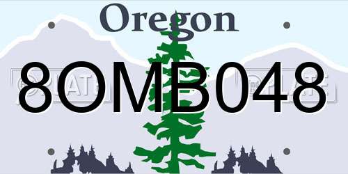 8OMB048 Oregon License Plate