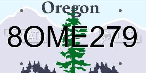 8OME279 Oregon License Plate