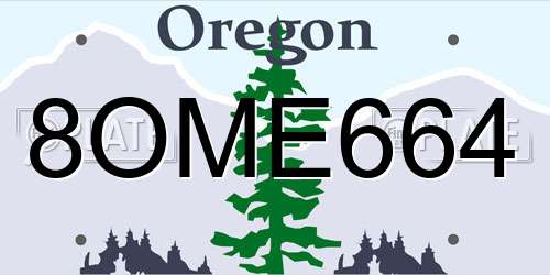 8OME664 Oregon License Plate