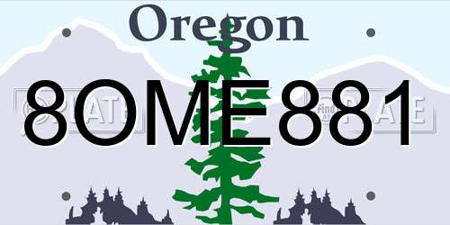 8OME881 Oregon License Plate