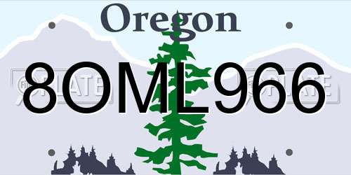 8OML966 Oregon License Plate