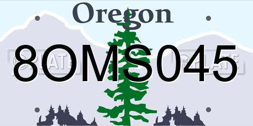 8OMS045 Oregon License Plate