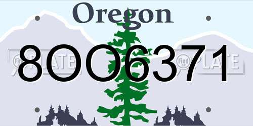 8OO6371 Oregon License Plate