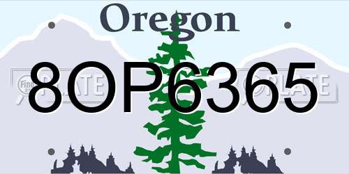 8OP6365 Oregon License Plate