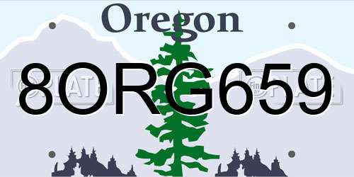 8ORG659 Oregon License Plate