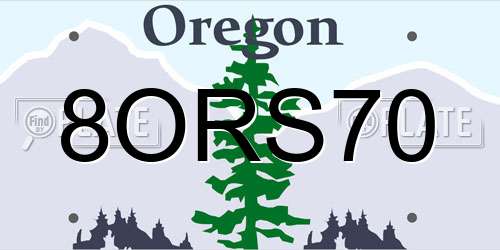 8ORS70 Oregon License Plate