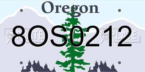8OS0212 Oregon License Plate